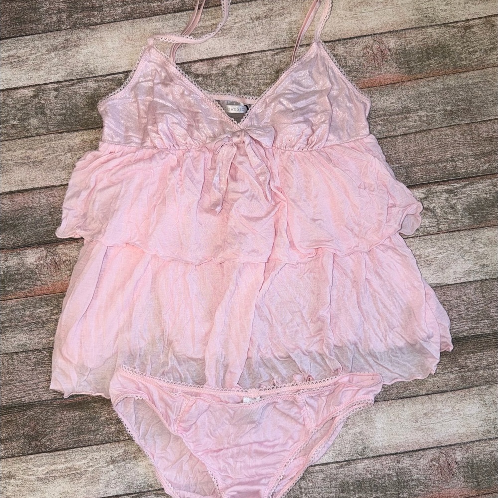 Victoria's Secret Light Pink Ruffled Chemise Set